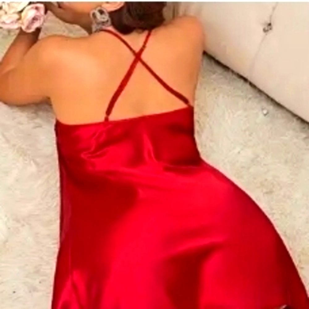 Satin Red Slip Dress